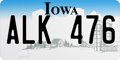 IA license plate ALK476