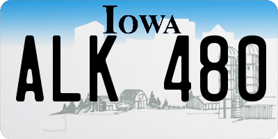 IA license plate ALK480
