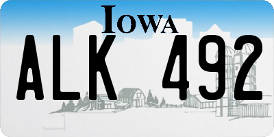 IA license plate ALK492