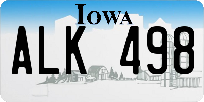 IA license plate ALK498