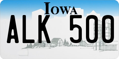 IA license plate ALK500