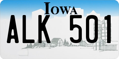IA license plate ALK501