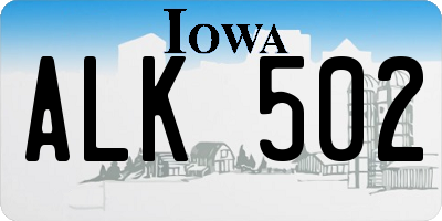 IA license plate ALK502