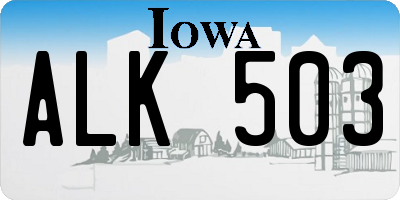 IA license plate ALK503