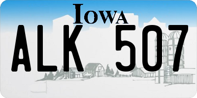 IA license plate ALK507
