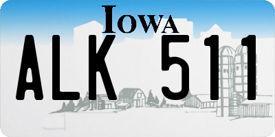 IA license plate ALK511