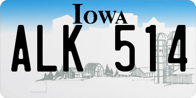 IA license plate ALK514