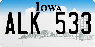 IA license plate ALK533