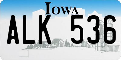 IA license plate ALK536
