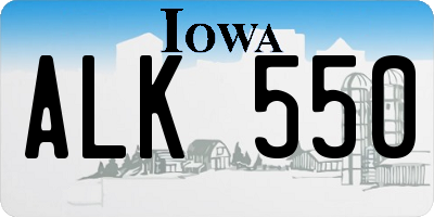 IA license plate ALK550