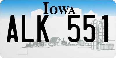 IA license plate ALK551