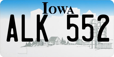 IA license plate ALK552