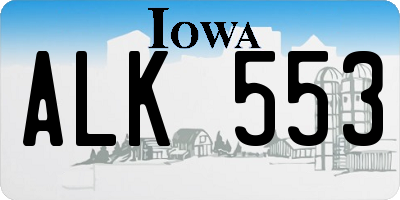 IA license plate ALK553