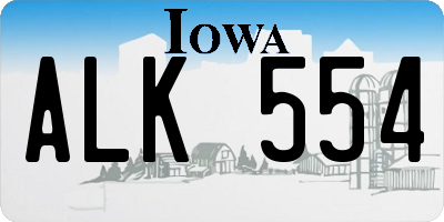 IA license plate ALK554