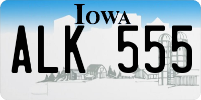 IA license plate ALK555