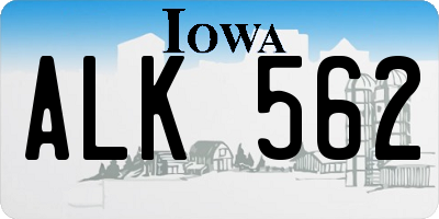 IA license plate ALK562