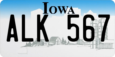 IA license plate ALK567