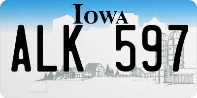 IA license plate ALK597