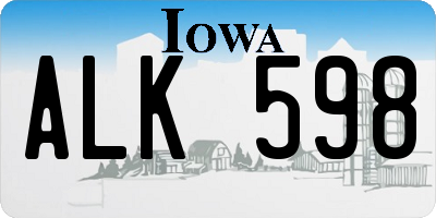 IA license plate ALK598