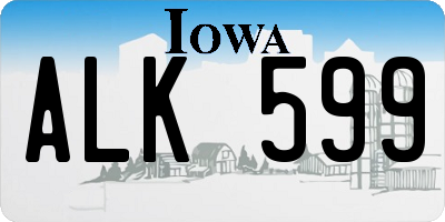 IA license plate ALK599