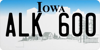 IA license plate ALK600