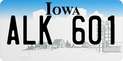 IA license plate ALK601