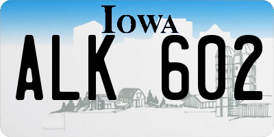 IA license plate ALK602