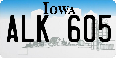 IA license plate ALK605