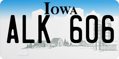 IA license plate ALK606