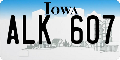 IA license plate ALK607