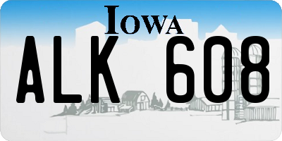 IA license plate ALK608