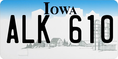 IA license plate ALK610