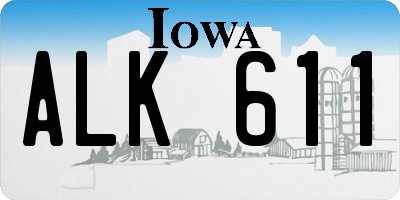 IA license plate ALK611