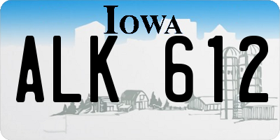 IA license plate ALK612