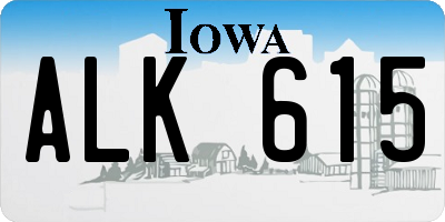 IA license plate ALK615