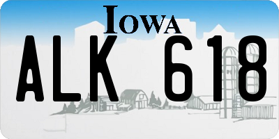 IA license plate ALK618