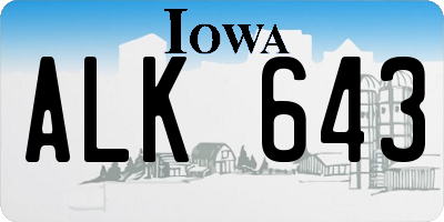 IA license plate ALK643