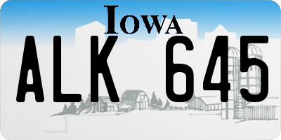 IA license plate ALK645
