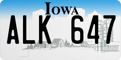 IA license plate ALK647