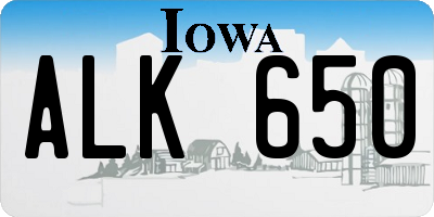 IA license plate ALK650