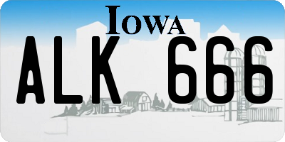 IA license plate ALK666