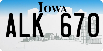 IA license plate ALK670