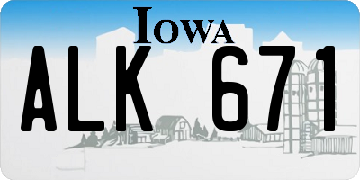 IA license plate ALK671