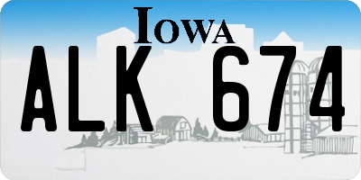 IA license plate ALK674