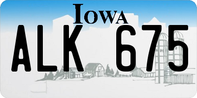 IA license plate ALK675