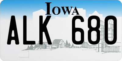 IA license plate ALK680