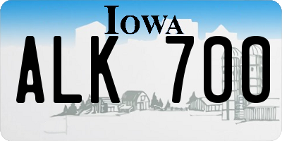 IA license plate ALK700