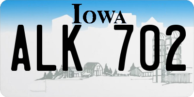IA license plate ALK702