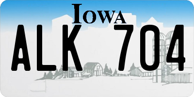 IA license plate ALK704