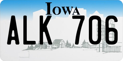IA license plate ALK706